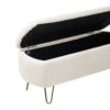 Storage Ottoman Bench For End Of Bed Gold Legs, Modern Ivory White Faux Fur Entryway Bench Upholstered Padded With Storage For Living Room Bedroom - Ivory - Image 12