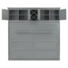 Queen Size Murphy Wall Bed With Top Cabinets & Wine Rack - Gray - Image 14