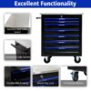 7 Drawer Multifunctional Tool Cart With Wheels - Black / Blue - Image 9