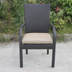 Balcones - Outdoor Wicker Dining Chairs With Cushions (Set of 8) - Brown / Beige
