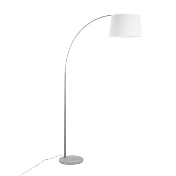 March - Contemporary Floor Lamp - Nickel / White
