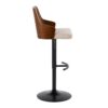 Ariana - Mid-Century Modern Adjustable Barstool Stool With Swivel With Rounded T Footrest (Set of 2) - Black / Walnut / Beige - Image 3