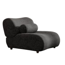 1 Piece Modern Modular Sofa With Moveable Lumbar Pillow And Cylindrical Pillows Chenille Fabric - Black