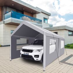 Carport, 10x20 Heavy Duty Portable Carport Garage Tent For Outdoor Storage Shelter - Gray