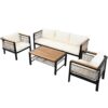 4 Pieces Outdoor Sectional Sofa Set 5 Person Patio Seating Group Outdoor Conversation Set With Cushions And A Coffee Table For Patios, Gardens, Or Balcony - Beige - Image 18