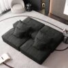 Modern Oversized Modular Sectional Sofa With 2 Ottoman And 2 Seat, Sparkling Chenille Fabric Soft Cushion Sofa With 4 Pillows, 4 Pieces Diy Combination Tufted Sofa, No Assembly Required - Black - Image 14