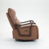 Swivel Rocker Recliner Power Glider Chair With Solid Wood Armrests, Extra Wide Reclining Sofa Chair Upholstered Faux Leather Living Room Single Sofa - Orange - Image 15
