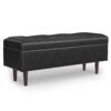 Shay - Mid Century Rectangular Storage Ottoman - Distressed Black - Image 2