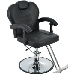 Classic Reclining Barber Chair Salon Chair For Hair Stylist With Heavy Duty Hydraulic Pump, 360° Rotation, Tattoo Chair Shampoo Beauty Salon Equipment, Max Load Weight 330 Lbs - Black