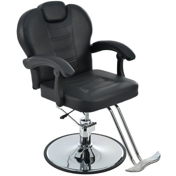 Classic Reclining Barber Chair Salon Chair For Hair Stylist With Heavy Duty Hydraulic Pump, 360° Rotation, Tattoo Chair Shampoo Beauty Salon Equipment, Max Load Weight 330 Lbs - Black