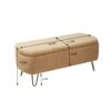 Storage Ottoman Bench For End Of Bed Gold Legs, Modern Camel Faux Fur Entryway Bench Upholstered Padded With Storage For Living Room Bedroom - Camel - Image 3