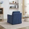 Swivel Accent Chair, Upholstered Skirted Swivel Chair With Removable Back Cushion, 360 Degree Comfy Armchair For Living Room, Nursery, Lounge, Office - Navy Chenille - Image 4