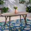 Acacia Wood Dining Table Stylish Outdoor Table - Gray - Image 5