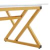 Modern Marble Pattern Coffee Table With Metal Legs, Sintered Stone Surface - White / Gold - Image 10