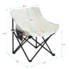 2 Pieces Outdoor Camping Chairs Folding / Portable, Comfortable Seating, Durable Steel Frame - Beige - Image 5