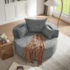 360° Swivel Chair Accent Barrel Chair Swivel Round Sofa Chair With 3 Removable Pillows For Living Room, Office And Hotel - Gray - Image 11