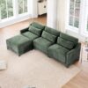 3 Seater Chenille Sofa With Movable Ottomans High Resilience Sponge Easy Installation Wood Base - Green - Image 19