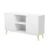 Modern TV Stand For TVs Up To 55", Entertainment Center Media Console, Adjustable Shelf, Metal Legs, Handles And Anti-Tip Device For Living Room - White - Image 12