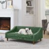 Modern Durable Elevated Dog Sofa Bed With Irregular Armrest Design Comfortable Soft Pet Sofa Foam Material - Green - Image 3