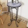 French Country Patio Side Table With Vibrant Tile Top - Blue / Black - Image 8
