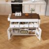 Modern Kitchen Island With Extendable Dining Table & Power Outlet - White - Image 16