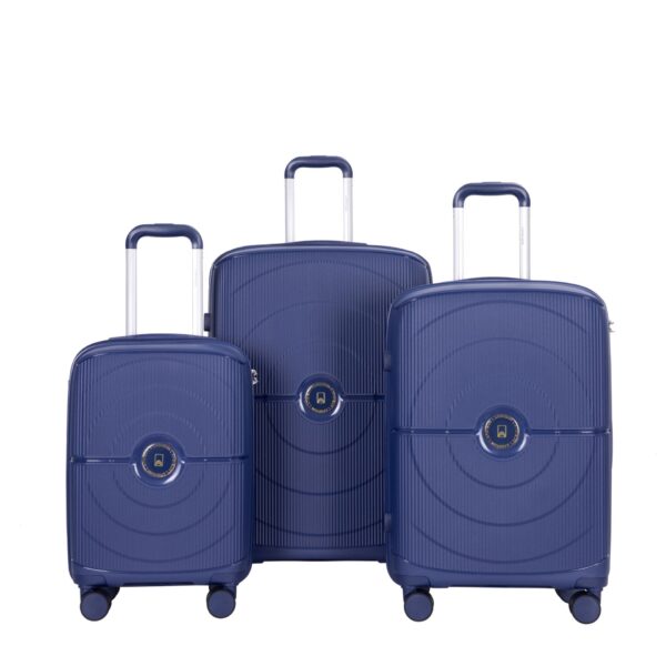 Expandable Hardshell Suitcase Double Spinner Wheels Pp Luggage Sets Lightweight Durable Suitcase With Tsa Lock, 3 Piece Set (20/24/28) - Navy