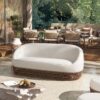 Willow - Upholstered Woven Patio Deep Seating Sofa, Wicker Frame - Wheat Beige / Golden Brown - Image 8