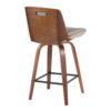 Corazza - Mid-Century Modern Counter Stool With Swivel With Square Footrest (Set of 2) - Walnut / Light Gray - Image 4