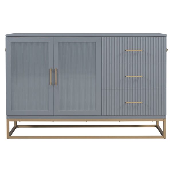 Queen Murphy Bed With Frosted Glass Doors Design, Fake Drawers, Metal Legs - Gray