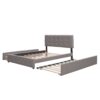 Queen Size Upholstered Platform Bed With 2 Drawers And 1 Twin Long Trundle - Light Gray - Image 10