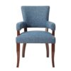 Arm Dining Chair With Brass Nail Head Detailing - Blue - Image 7