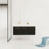 Contemporary 48" Wall Mounted Bathroom Vanity With Resin Sink And Soft Closing Doors And Line - Black Chestnut - Image 5