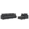 3 Piece Living Room Set Modular L Shaped Sectional Couch Upholstered, 3 Seater Sofa & Armchair & Movable Ottoman 5 Seat - Gray - Image 2