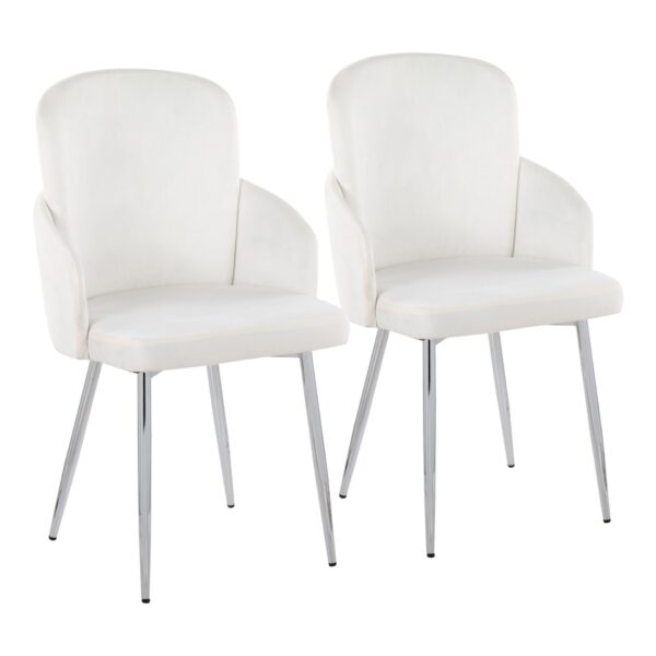 Dahlia - Contemporary Dining Chair (Set of 2) - Chrome / Cream