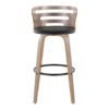 Cosini - Mid-Century Modern Fixed Height Barstool & Swivel And Round Footrest (Set of 2) - Light Gray / Black - Image 5