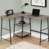 Computer Desk, Home Office, Corner, Storage Shelves, L-Shape, Work, Laptop, Contemporary, Modern - Taupe - Image 9