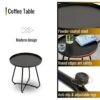 Patio Furniture Set 3 Piece Mixture Pattern PE Rattan Steel Frame And Modern Round Table - Brown / Black - Image 6