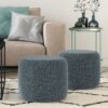 Bayley - Round Braided Pouf - Aegean Blue / Natural - Image 6