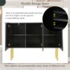 Modern Simple & Luxury Style Sideboard Particle Board & Board Cabinet With Gold Metal Legs & Handles, Adjustable Shelves For Living Room, Dining Room - Black - Image 6