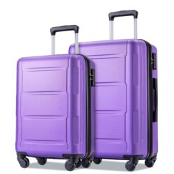 Expanable Spinner Wheel 2 Piece Luggage Set ABS Lightweight Suitcase With Tsa Lock 20" / 24" - Purple