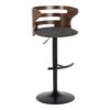 Cosi - Mid-Century Modern Adjustable Barstool With Swivel With Rounded T Footrest (Set of 2) - Black / Walnut / Charcoal - Image 2