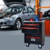 4 Drawer Multifunctional Tool Cart With Wheels, Metal Rolling Tool Cart Storage For Garage Workshop Warehouse Repair Shop With Stainless Steel Roof - Black / Red - Image 7