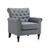 29.92" Mid-Century Modern Accent Chair, Linen Armchair With Tufted Back / Wood Legs, Upholstered Lounge Arm Chair Single Sofa For Living Room Bedroom - Gray - Image 4