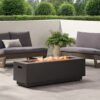 Modern Outdoor Iron Propane Fire Pit, 50, 000 Btu, Sleek Design - Brown / Gold - Image 11