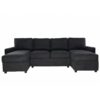 Convertible U Shaped Sectional Sofa With Storage Chaise Lounges And USB Ports - Black - Image 15