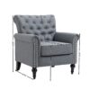 29.92" Mid-Century Modern Accent Chair, Linen Armchair With Tufted Back / Wood Legs, Upholstered Lounge Arm Chair Single Sofa For Living Room Bedroom - Gray - Image 10