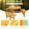 6 Person Circular Outdoor Wooden Picnic Table For Patio, Backyard, Garden, Diy With 3 Built-In Benches, 1720Lb Capacity - Natural - Image 4