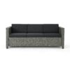 Thalassa - Outdoor 3 Seater Sofa With Removable Cushions And Steel Frame - Dark Gray / Black - Image 4