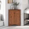 Triangle Bathroom Storage Cabinet With Adjustable Shelves, Freestanding Floor Cabinet For Home Kitchen - Brown - Image 2