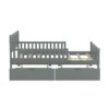 Full Size Platform Bed With Guardrails On Both Sides And 2 Storage Drawers - Gray - Image 7